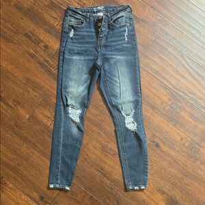 NOBO Dark Blue Distressed Skinny Jeans